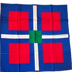 Vintage V&A MUSEUM PC '84 Theo Crosby Colorblock Silk Scarf Square 80s Van Laak